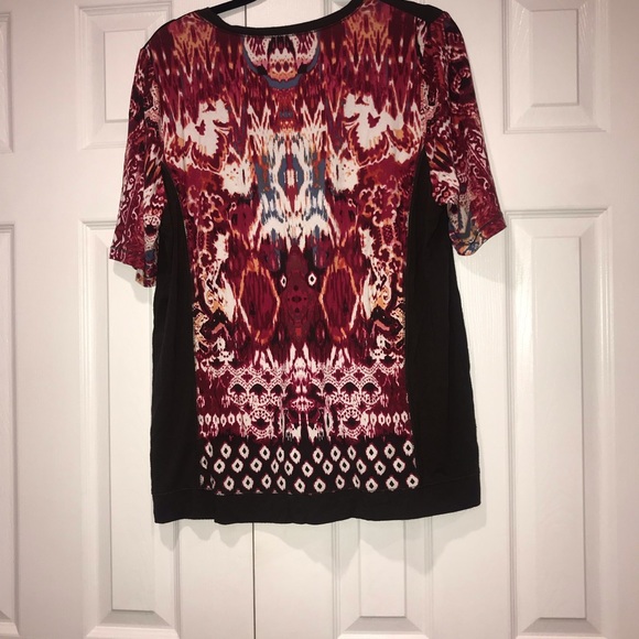 Bonita Bronw Pink Patterned ZIPUp Top Blouse - Picture 5 of 5